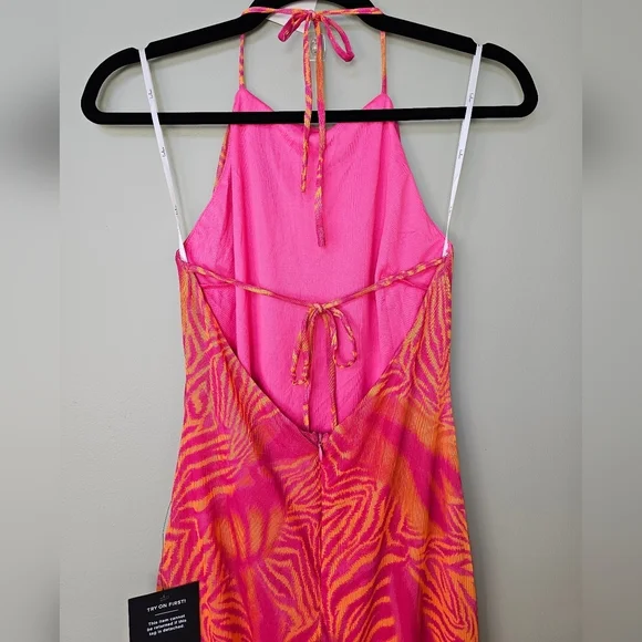 Lulus Camadi Hot Pink Animal Print Mesh Backless Midi Dress, Size XS - Picture 11 of 13